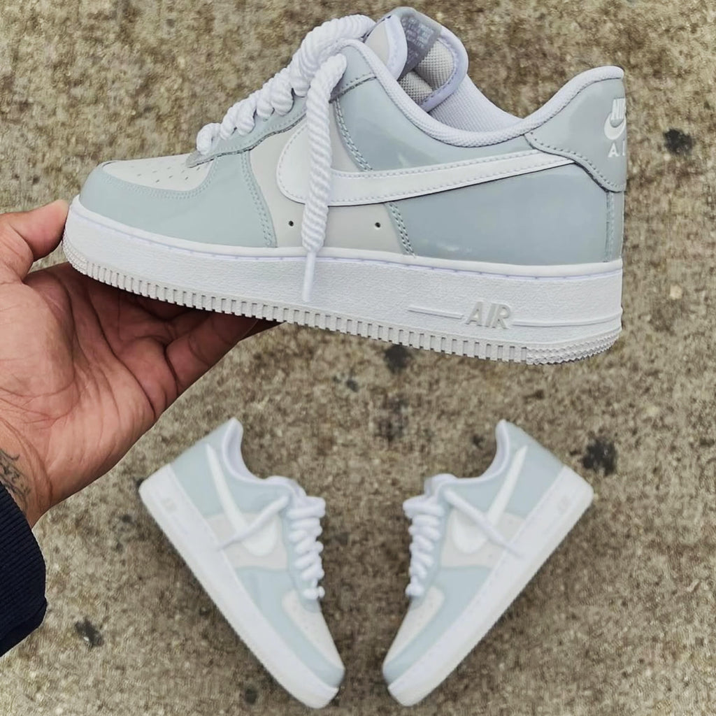 NIKE AIR FORCE 1 PATTEN LEATHER GREY WHITE