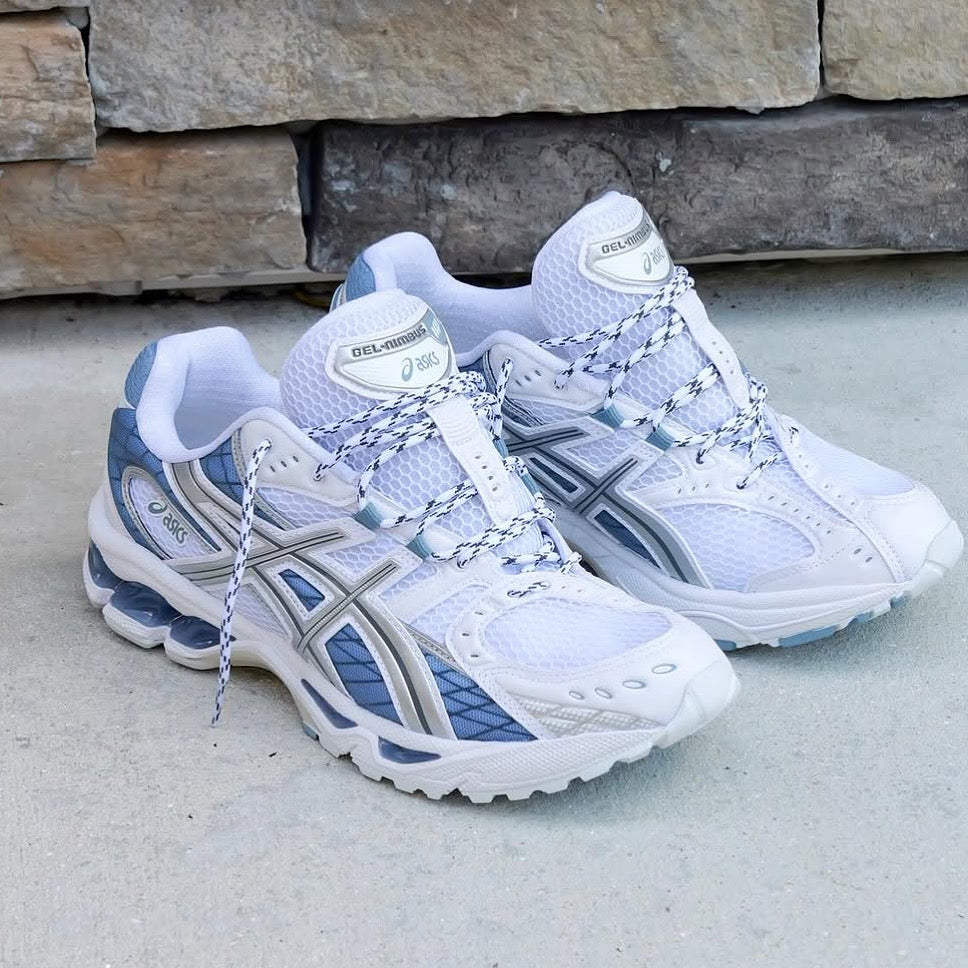 ASICE GEL TRAINERS WHITE ICE BLUE