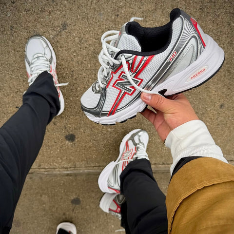 NEW BALANCE TRAINERS WHITE GREY RED