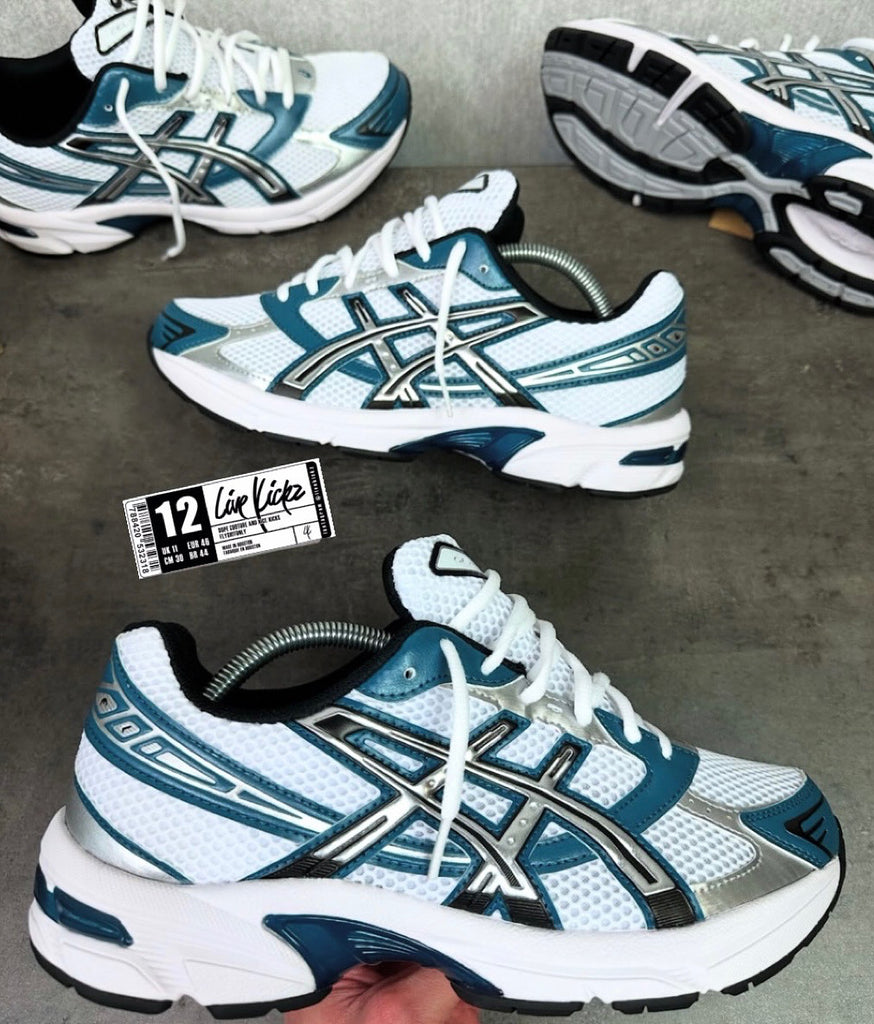 ASICS GEL TRAINERS WHITE TEAL GREEN