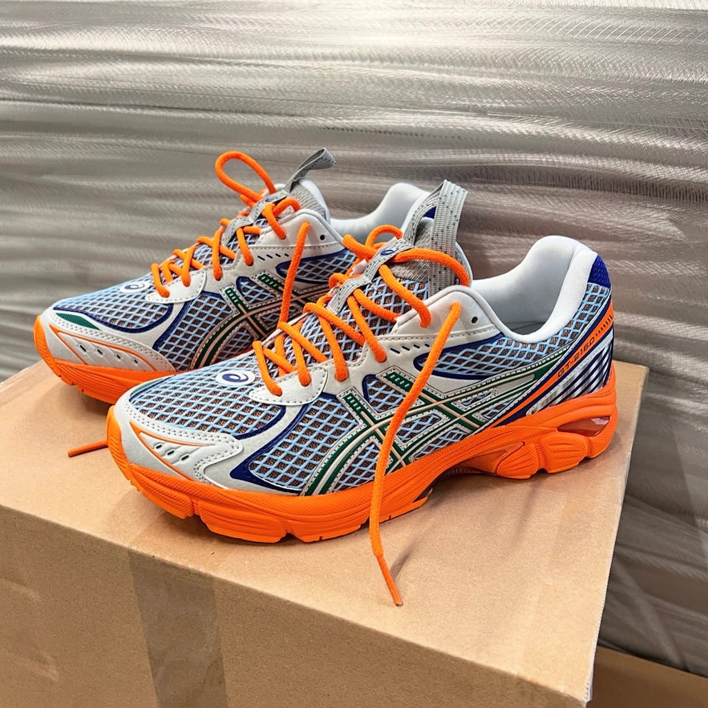 ASICS GEL TRAINERS GREY BLUE ORANGE