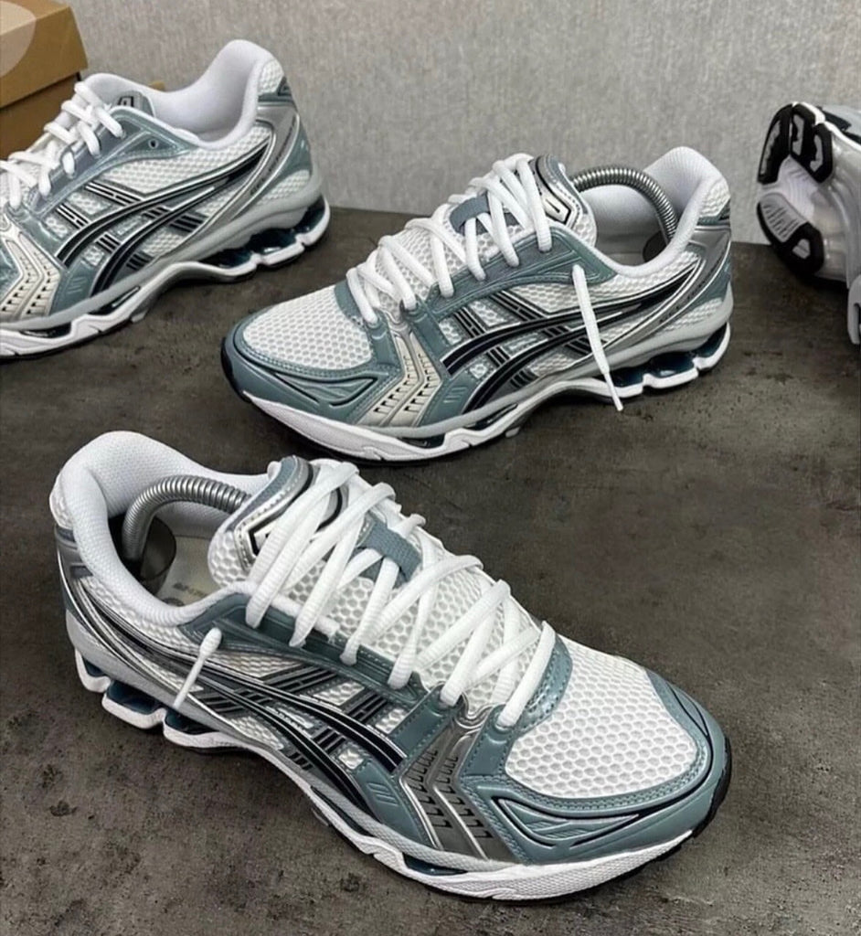 ASICS GEL TRAINERS WHITE GREY NAVY