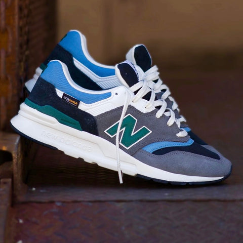 NEW BALANCE TRAINERS GREY GREEN BLUE WHITE