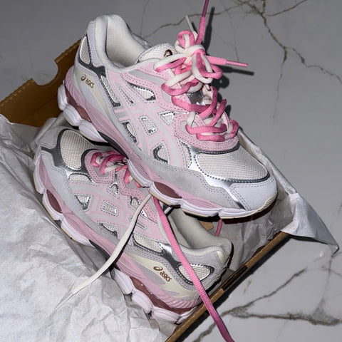 ASICS GEL TRAINERS WHITE GREY PINK