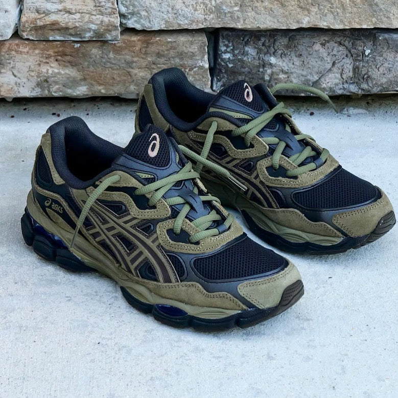 ASICS GEL TRAINERS OLIVE BLACK