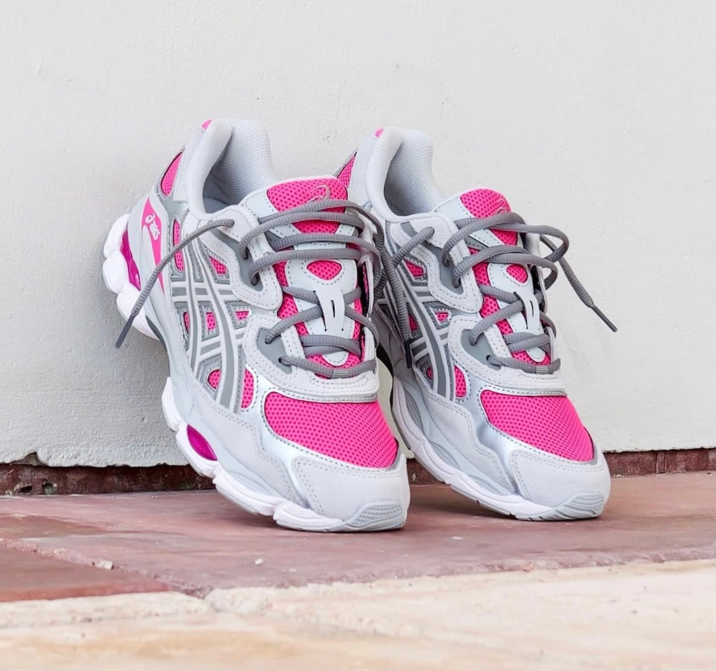 ASICS GEL TRAINERS GREY PINK WHITE
