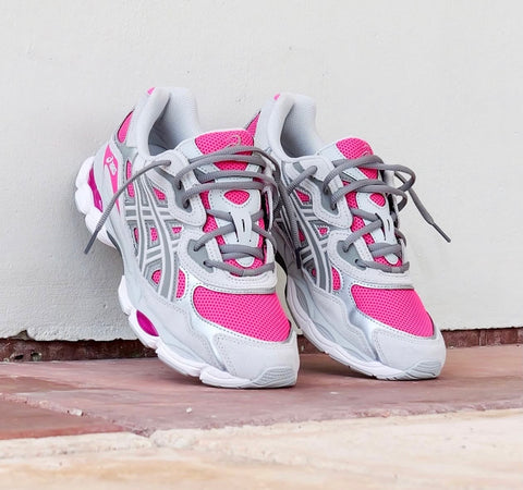 ASICS GEL TRAINERS GREY PINK WHITE