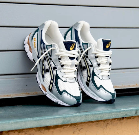 ASICS GEL TRAINERS WHITE NAVY YELLOW