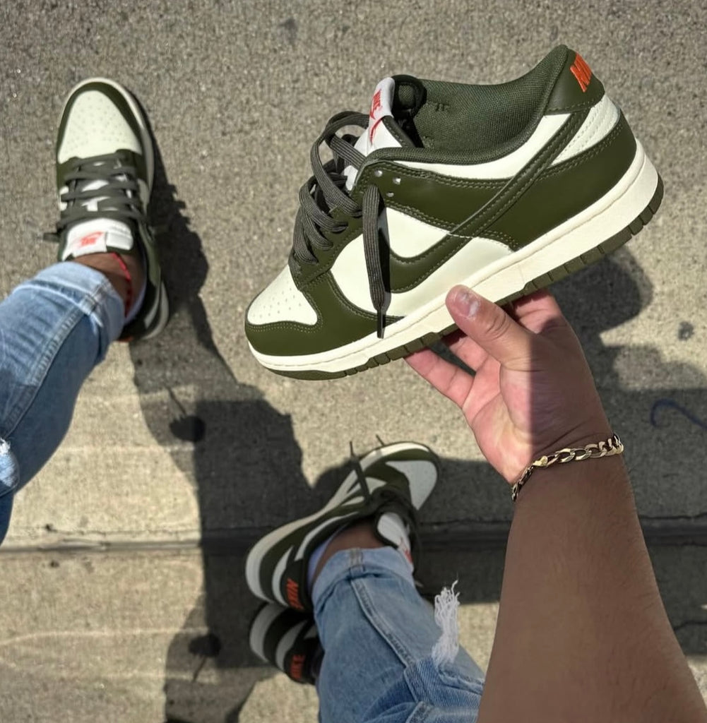 NIKE DUNK LOW CREAM OLIVE ORANGE