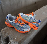 ASICS GEL TRAINERS GREY BLUE ORANGE
