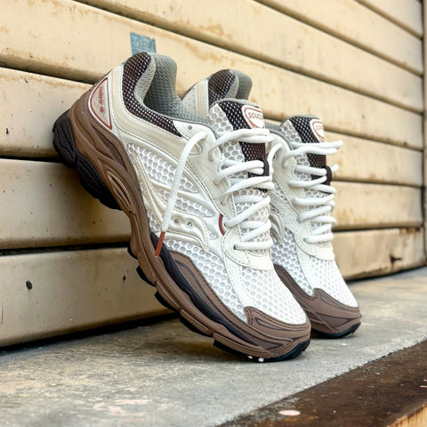 SAUCONY HYBRID TRAINERS CREAM BROWN