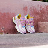 NEW BALANCE X TRAINERS PINK YELLOW WHITE