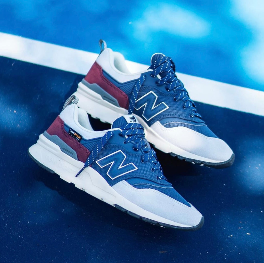 NEW BALANCE TRAINERS NAVY MAROON GREY