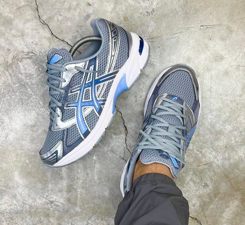 ASICS GEL TRAINERS GREY WHITE BLUE