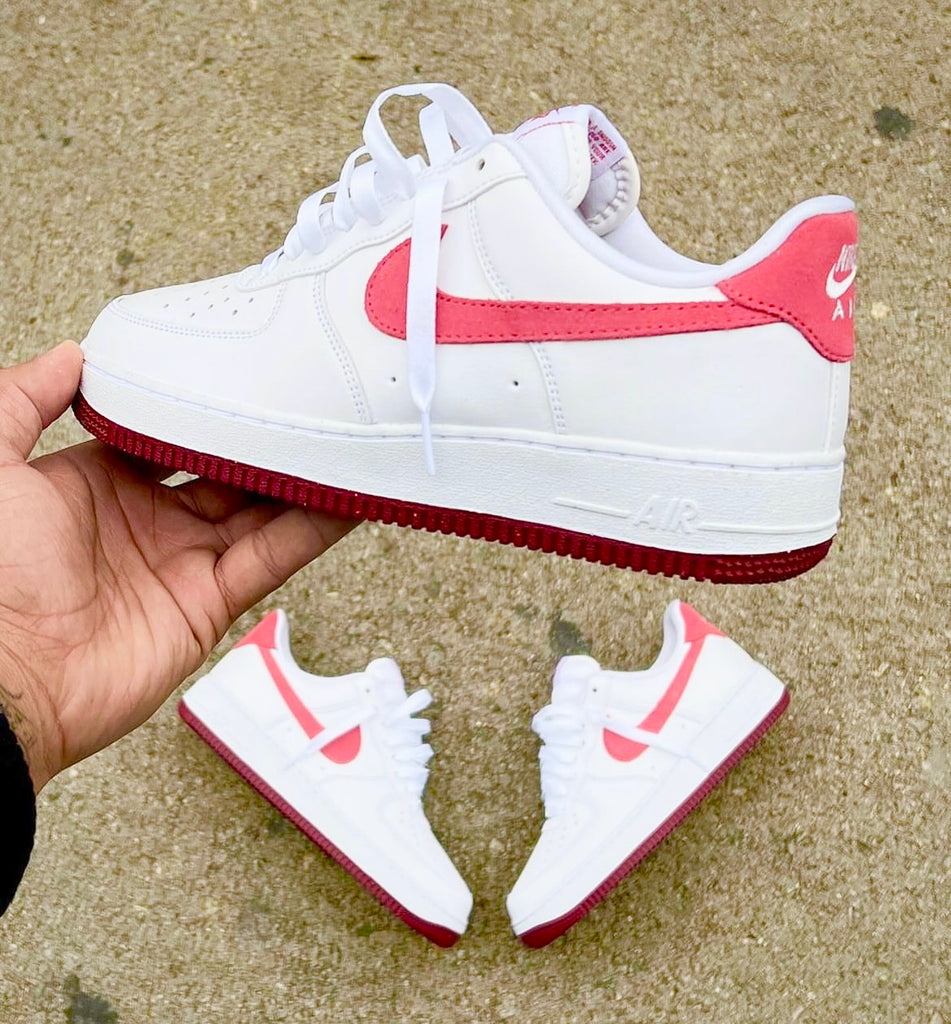 NIKE AIR FORCE 1 WHITE PINK DARK RED