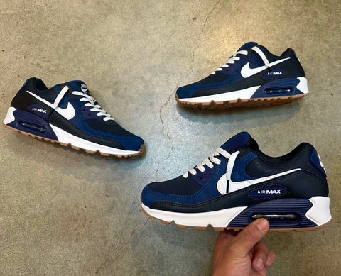 NIKE AIR MAX 90 NAVY WHITE GUM BOTTOM