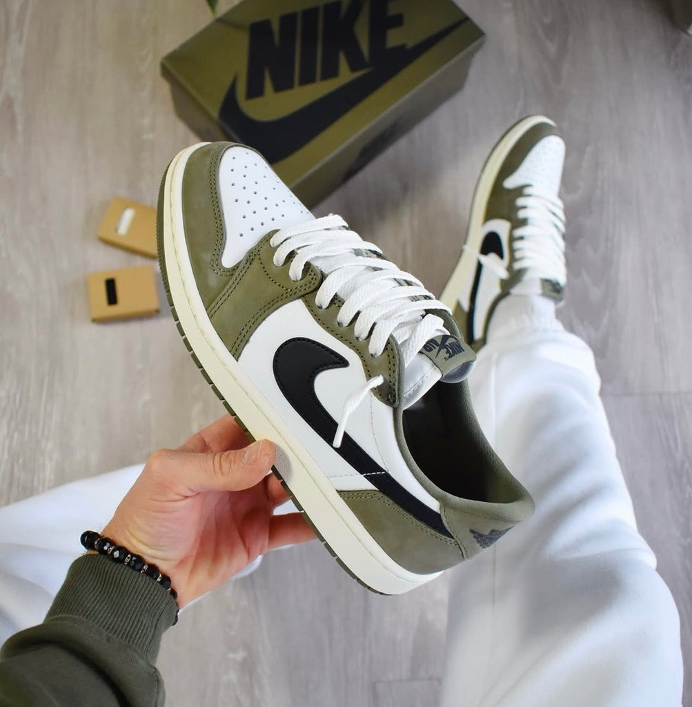 AIR JORDAN 1 LOW WHITE OLIVE BLACK