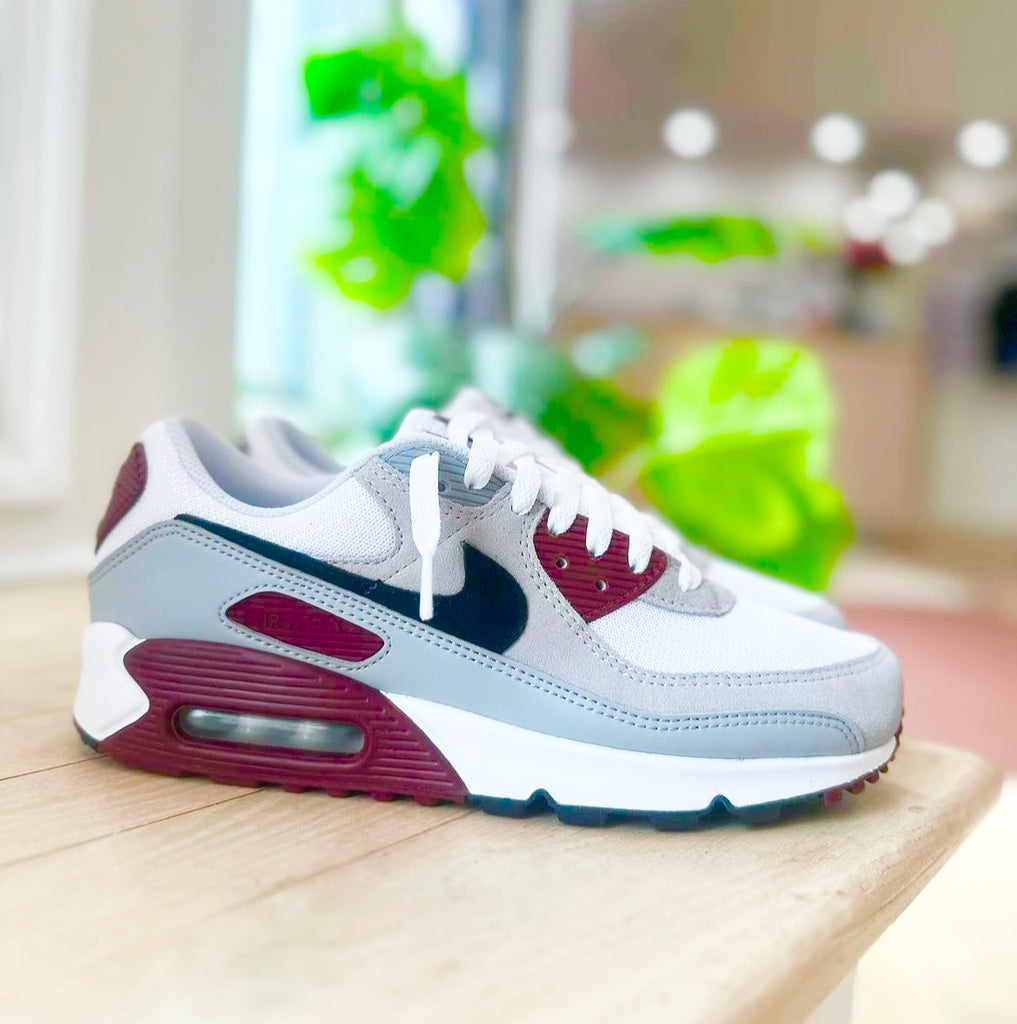 NIKE AIR MAX 90 WHITE GREY MAROON