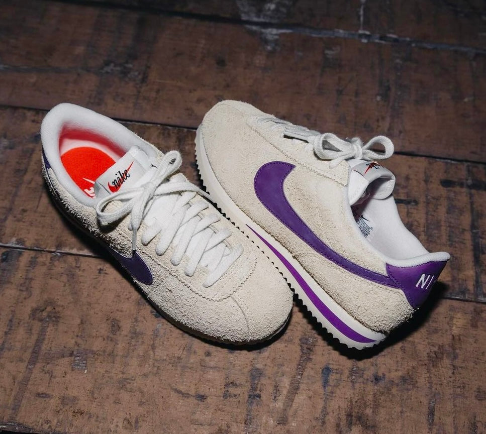 NIKE CORTEZ WOMENS OFF WHITE PURPLE