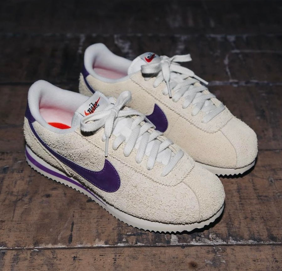 NIKE CORTEZ WOMENS OFF WHITE PURPLE