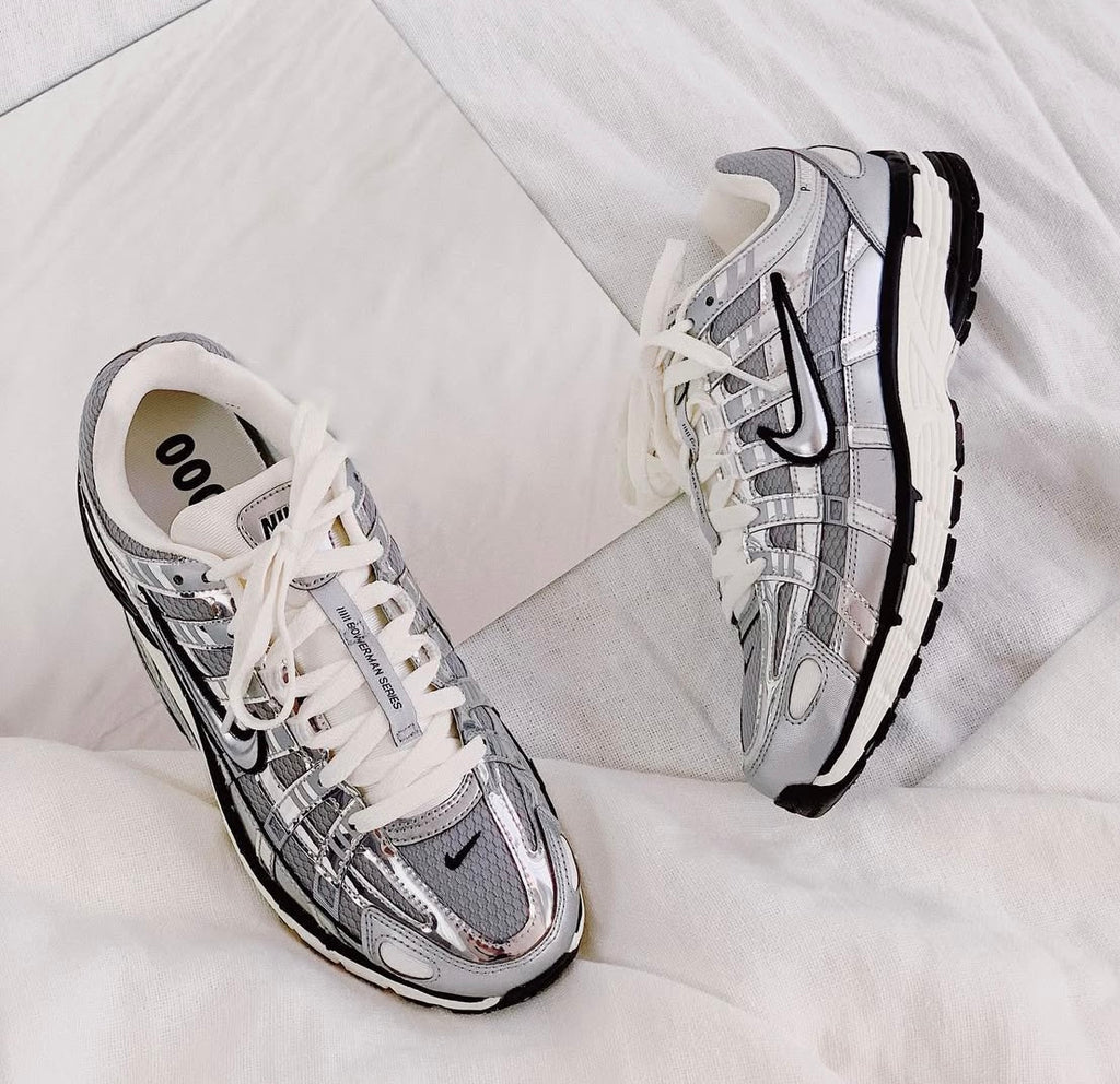 NIKE P TRAINERS SILVER WHITE BLACK