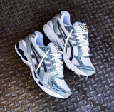 ASICS GEL TRAINERS WHITE GREY NAVY