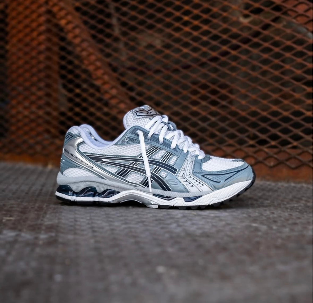 ASICS GEL TRAINERS WHITE GREY NAVY