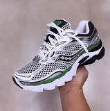 SAUCONY HYBRID TRAINERS WHITE SILVER BLACK GREEN