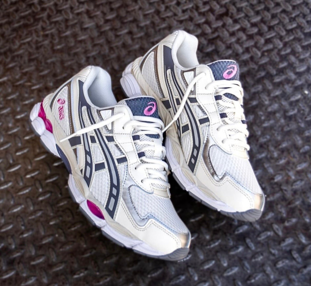 ASICS GEL TRAINERS OFF WHITE PINK GREY
