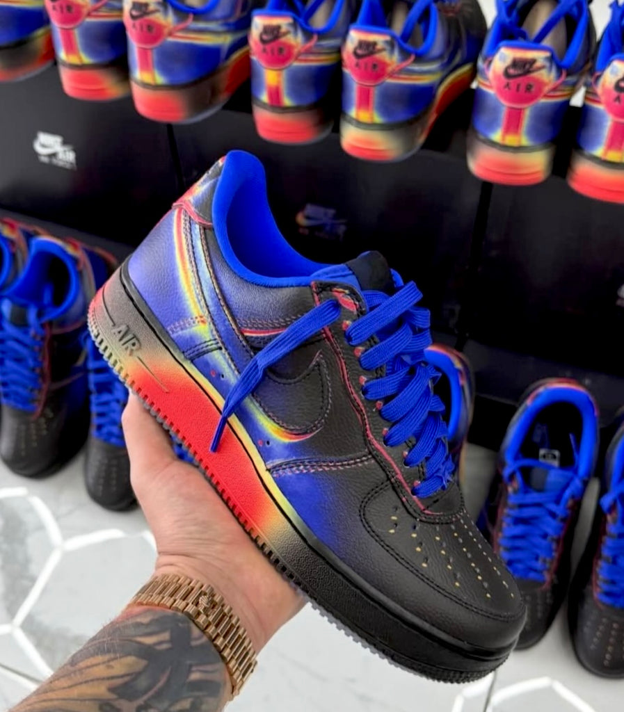 NIKE AIR FORCE 1 BLACK SPRAY MULTICOLOR