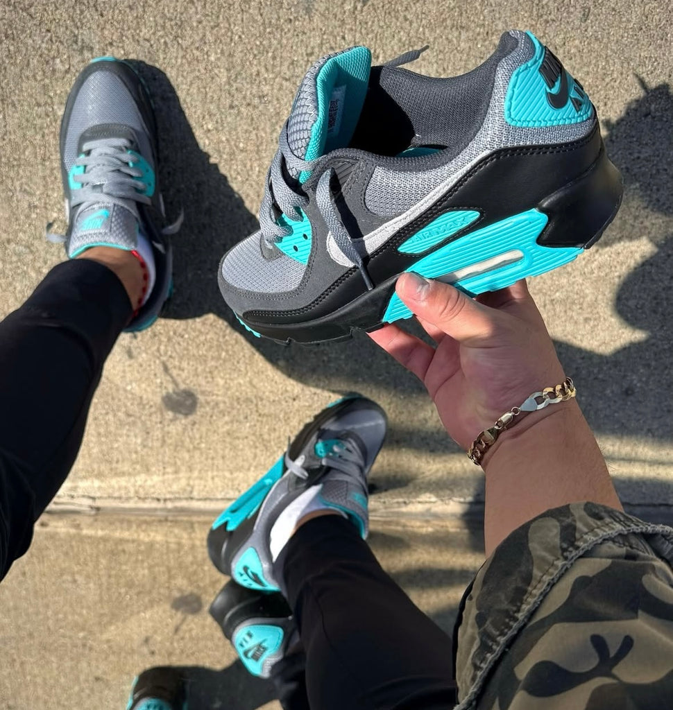 NIKE AIR MAX 90 BLACK GREY AQUA