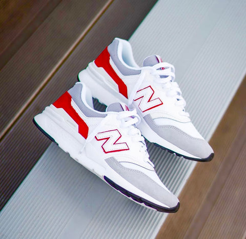 NEW BALANCE TRAINERS WHITE GREY RED