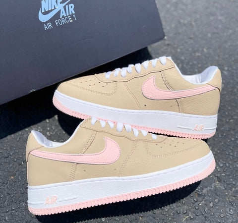NIKE AIR FORCE 1 KHAKI PINK WHITE