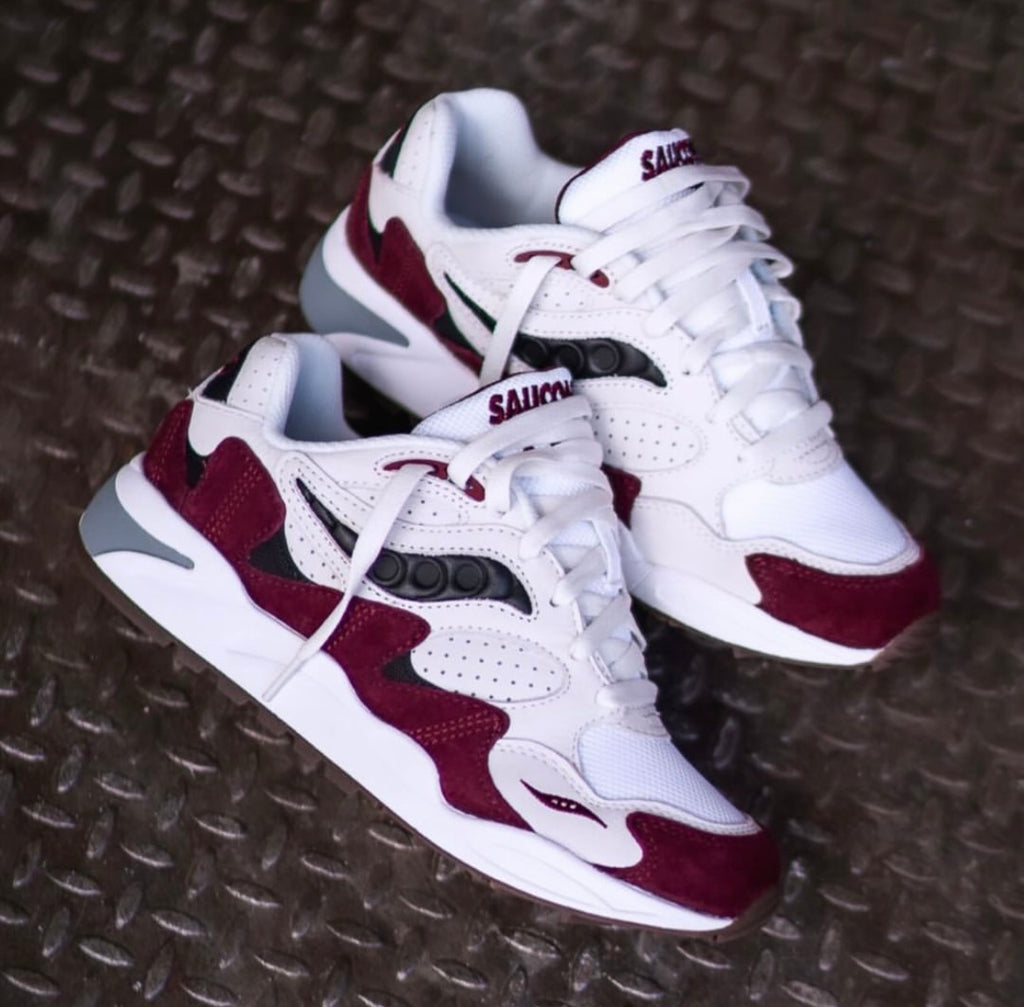 SAUCONY HYBRID TRAINERS WHITE MAROON