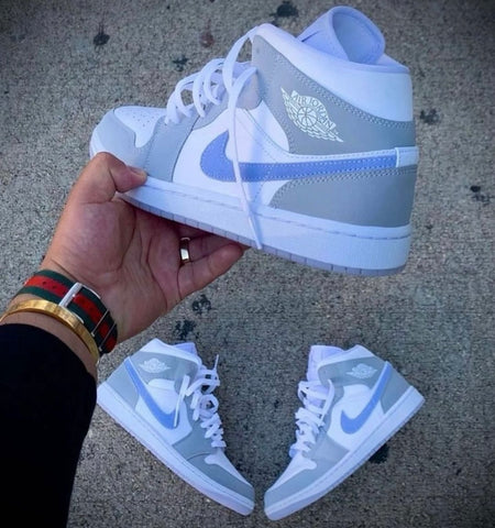 AIR JORDAN 1 WHITE GREY ICE BLUE