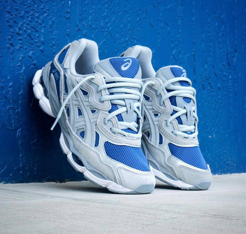 ASICS GEL TRAINERS GREY STORM BLUE