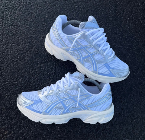 ASICS GEL TRAINERS WHITE GREY ICE BLUE