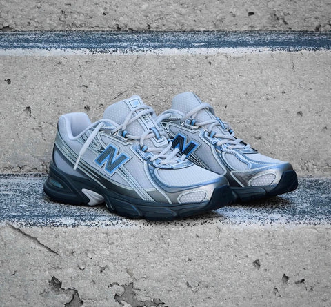 NEW BALANCE TRAINERS GREY BLACK ICE BLUE