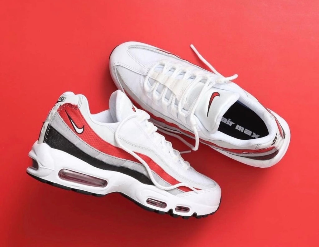 NIKE AIR MAX 95 PREMIUM WHITE GREY BLACK RED