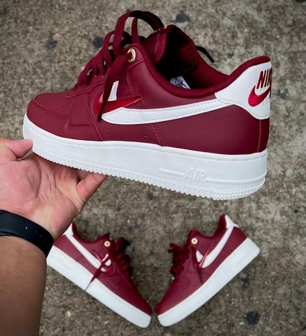 NIKE AIR FORCE 1 DOUBLE CHECK MAROON WHITE
