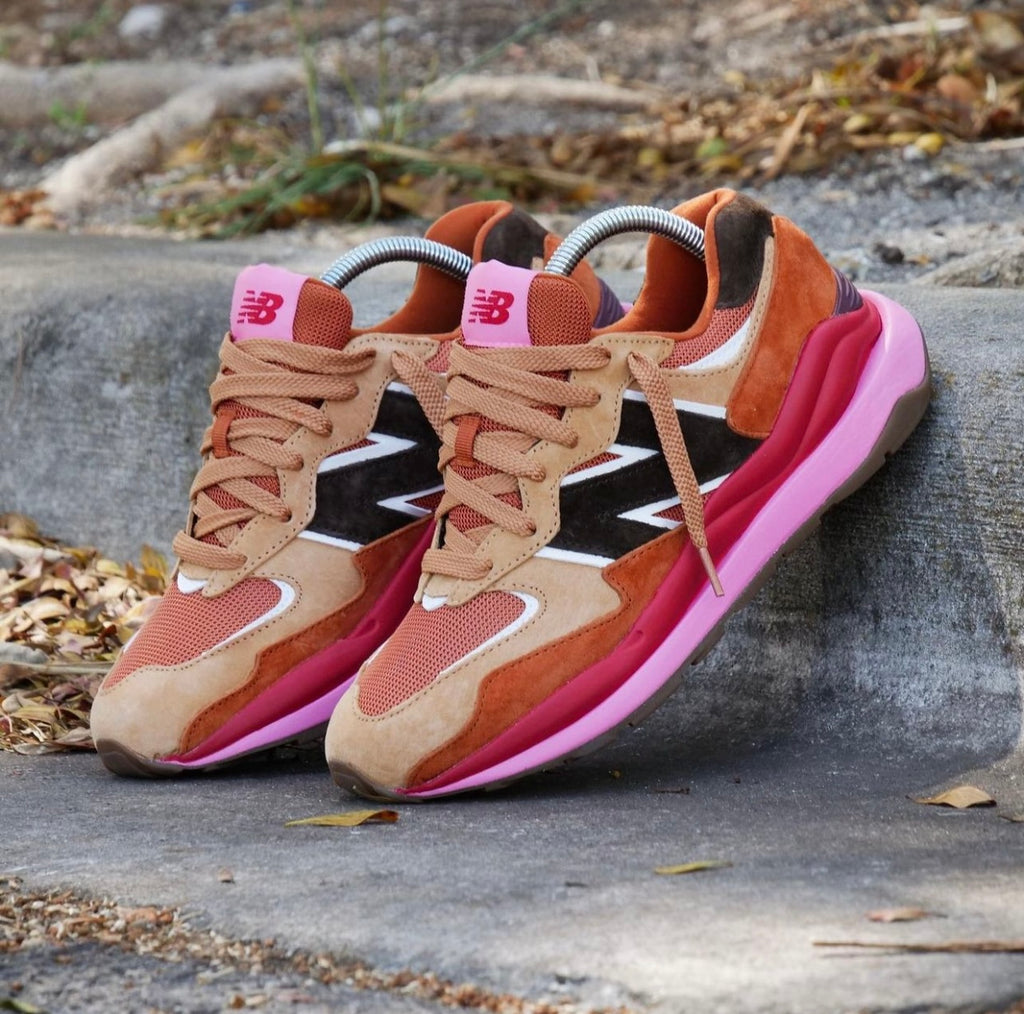 Pink and brown new balance sales