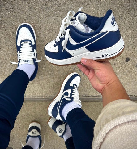 NIKE AIR FORCE 1 WHITE NAVY GUM BOTTOM